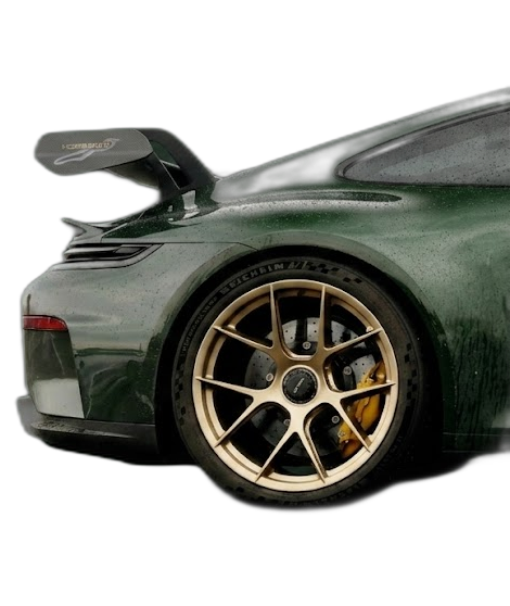 Abstract racing line in deep green and gold